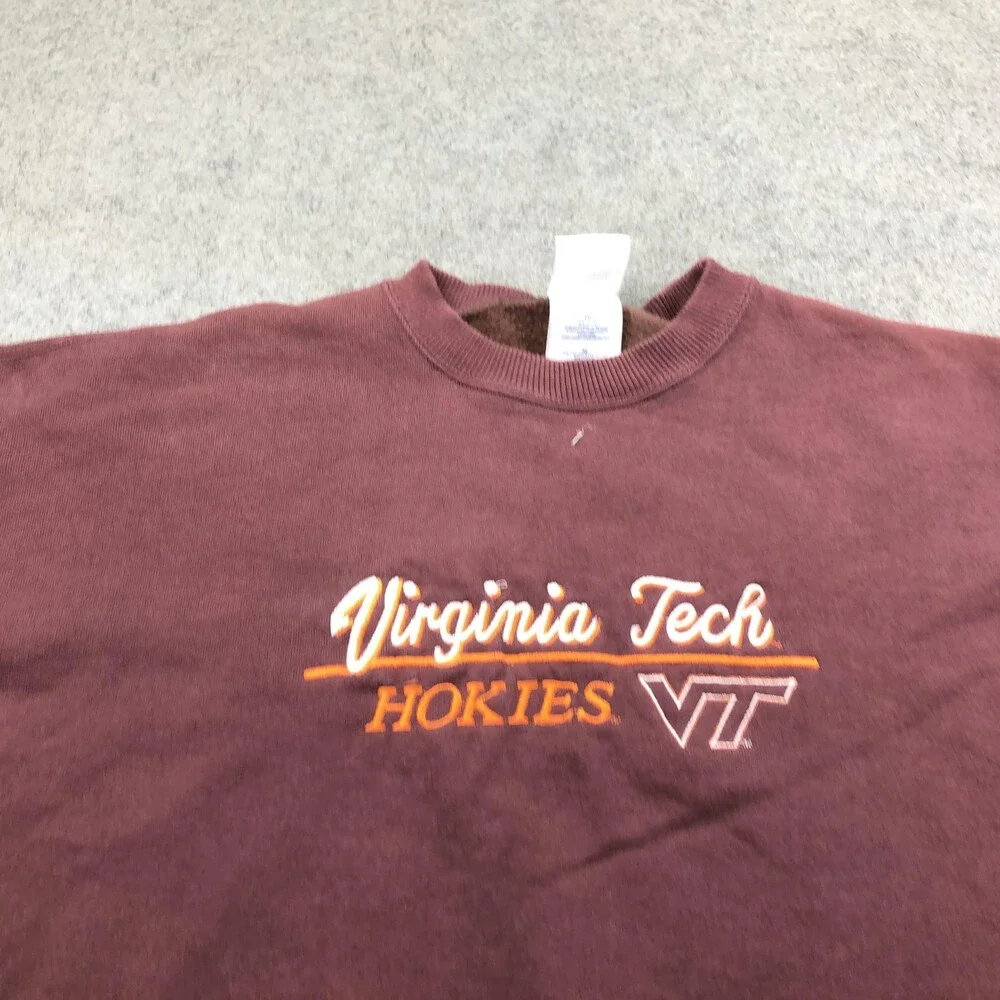 Vintage Virginia Tech Hokies Sweatshirt Mens XL Red NCAA Santee Crewneck